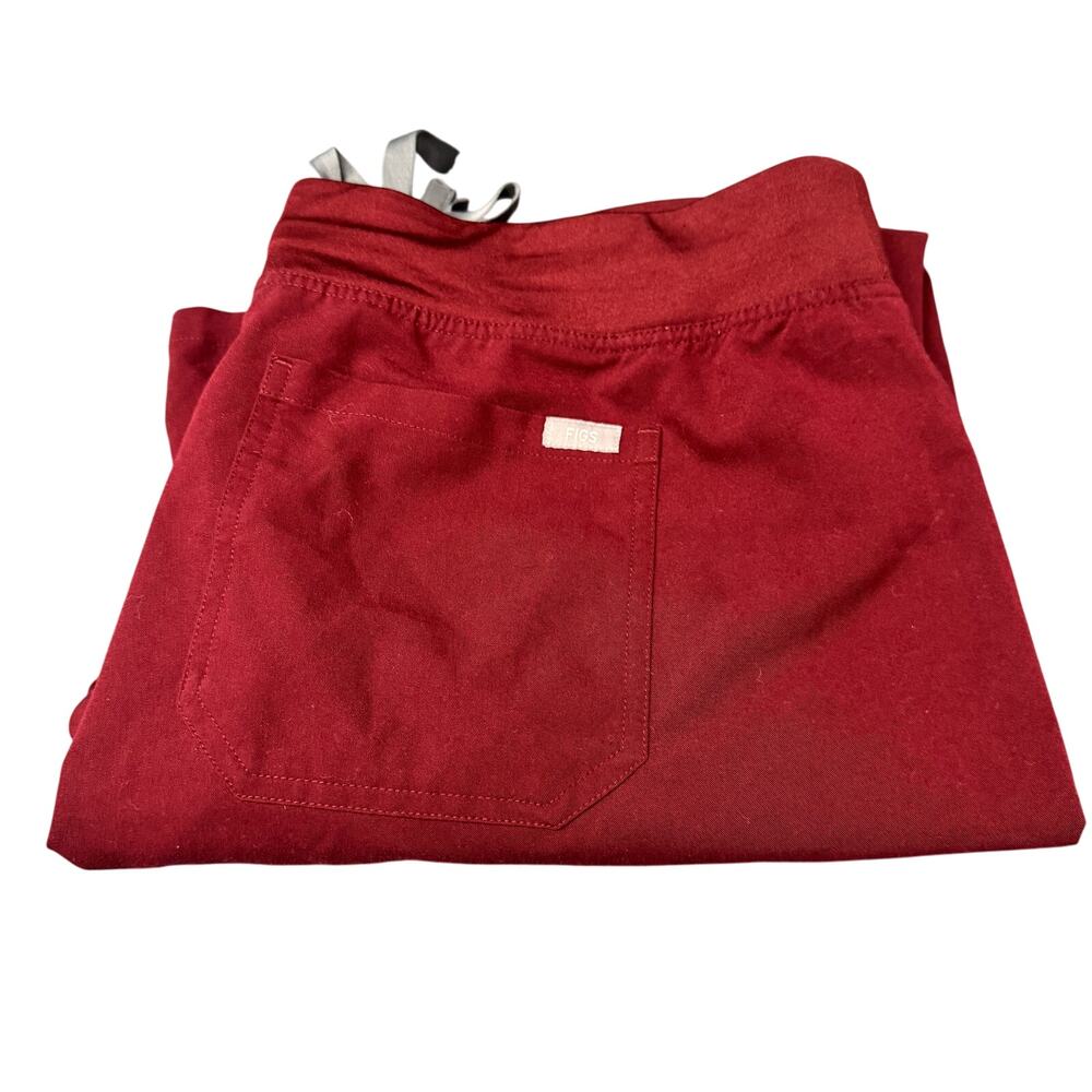 Figs Scrub Pants Womens Large Livingston‎ Burgundy + Pockets 30" Inseam
